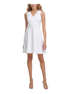 

KENSIE DRESSES Женское белое коктейльное платье с V-образным вырезом выше колена + расклешенное платье, Белый