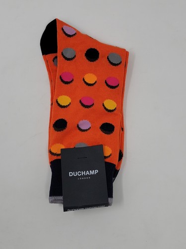 Duchamp London orange polka dot crew socks