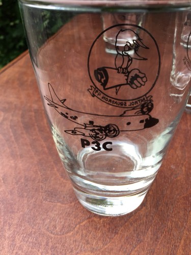 Barware Libby Glasses VP Patrol Squadron P3C Orion Navy Aircraft Woodpecker