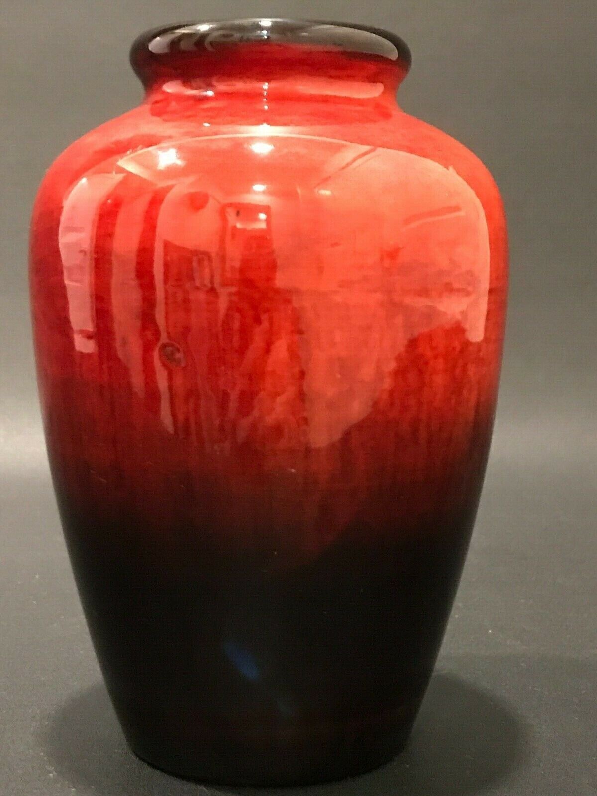 MOORCROFT RED FLAMBE VASE FLARED RIM C-1928 SIZE 6 3/8 INCH TALL