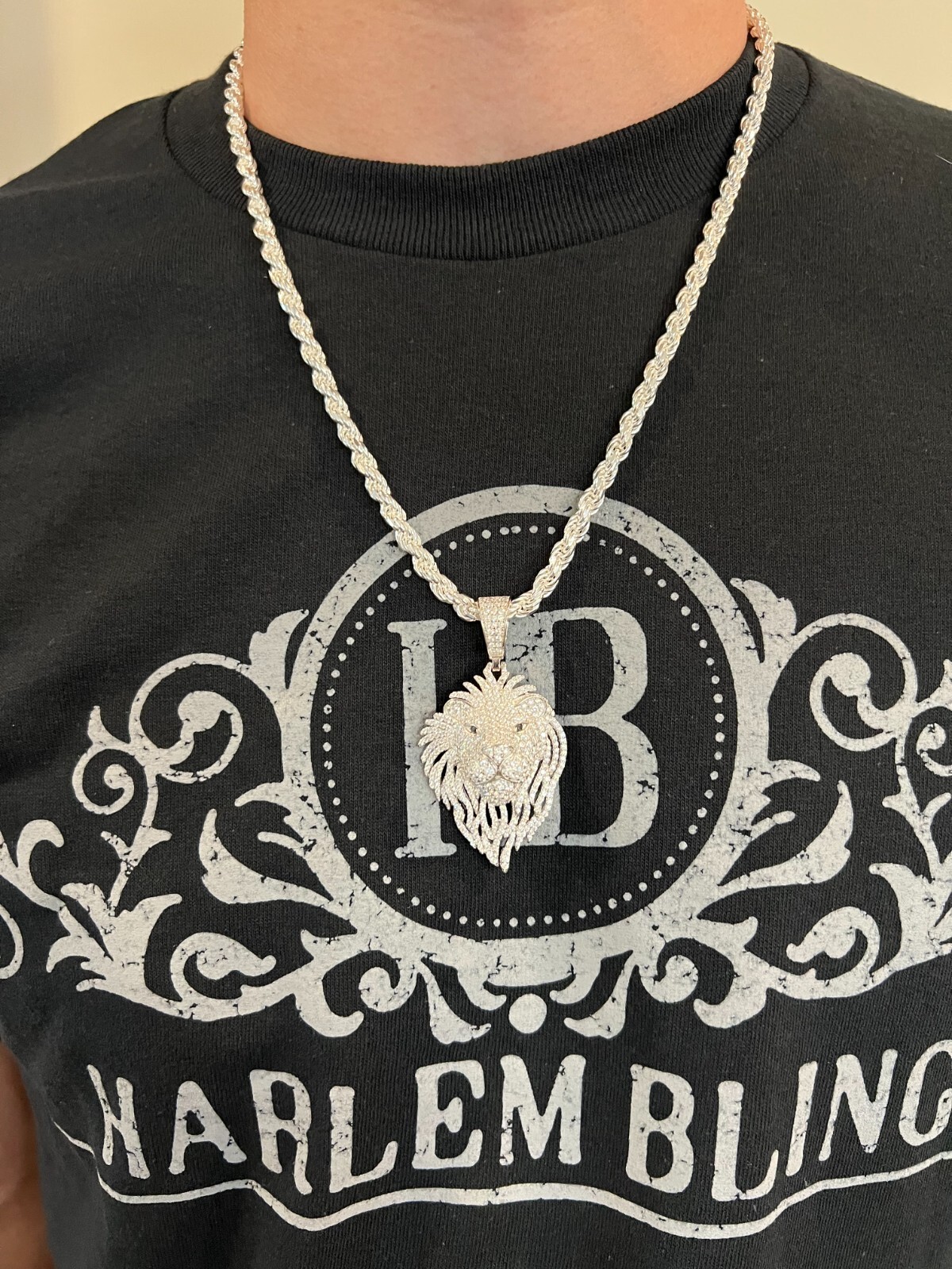 Pre-owned Lion Moissanite Silver/gold Plated Iced  King Pendant Necklace Pass Tester