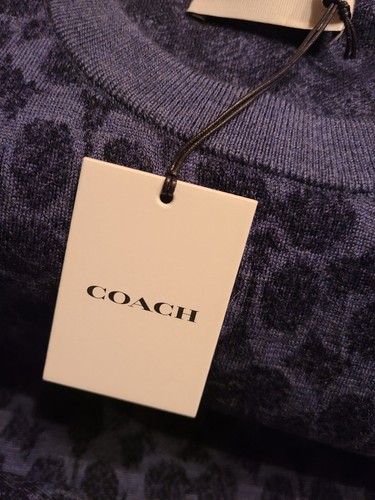 Pre-owned Coach Limited  Logo Men Sweater 2xl Wool Authentic Blue Multicolor