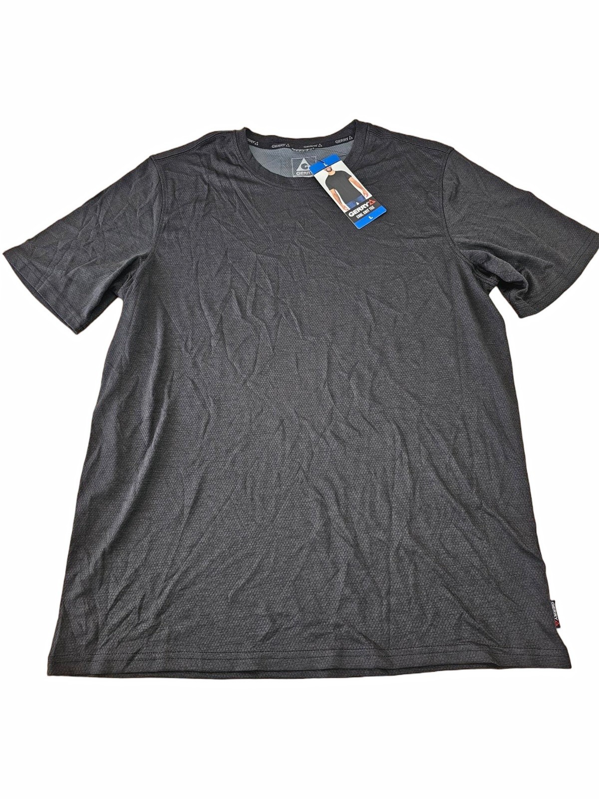 Gerry Mens Lightweight Cool Knit Active Gym Tee Shirt - BLACK - LG / LARGE