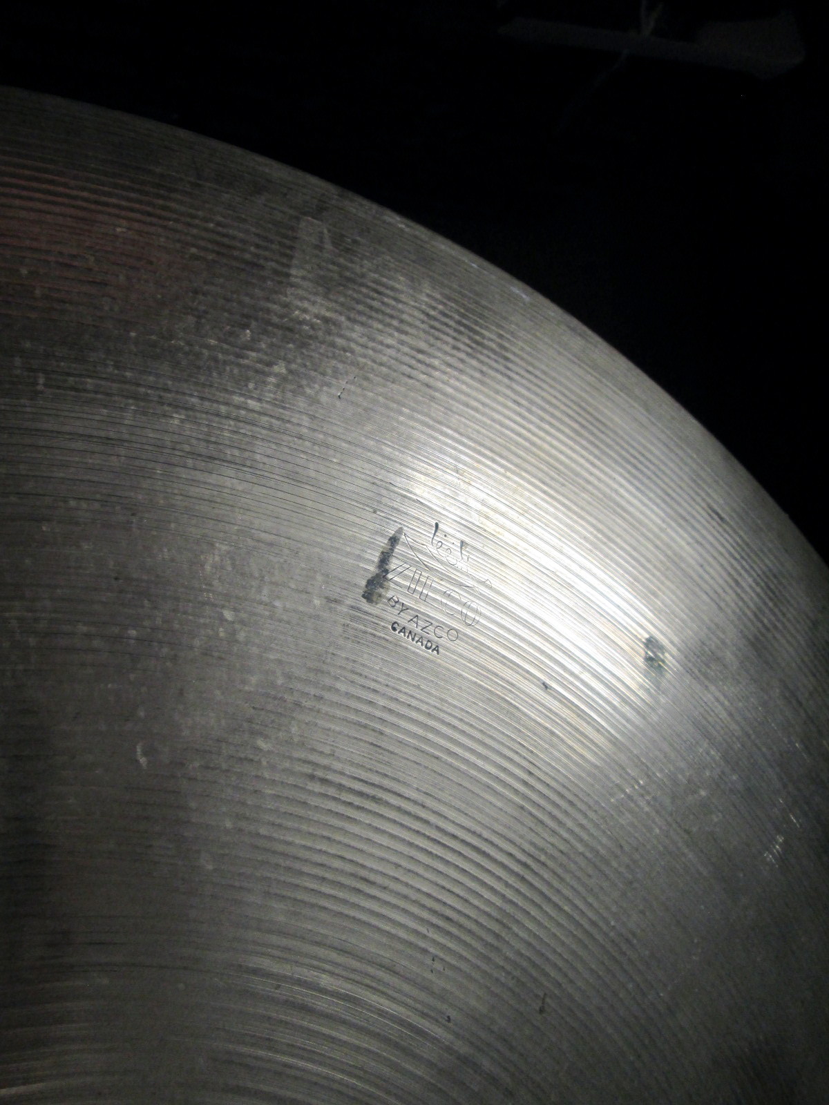 ZILCO by Azco 24” ride cymbal 3817g. Well worn from age. Keyholed very much