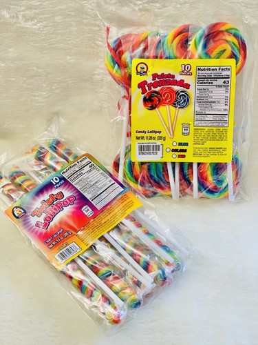 2 Pack Swirl Unicorn Rainbow Twisty & Round Pops Spiral Lollipop  10 In Each Bag