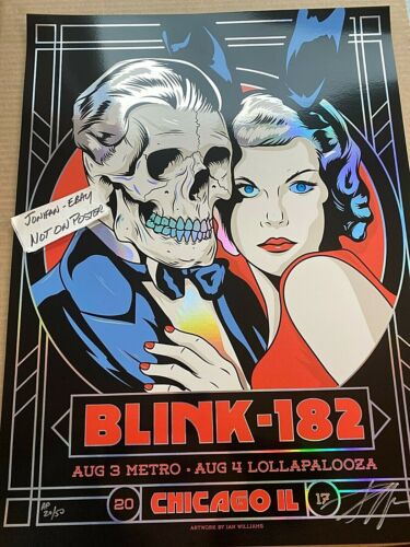 Blink-182 RAINBOW FOIL Poster AP S/N #/50 Chicago Metro Lollapalooza SHIPS 2DAY!