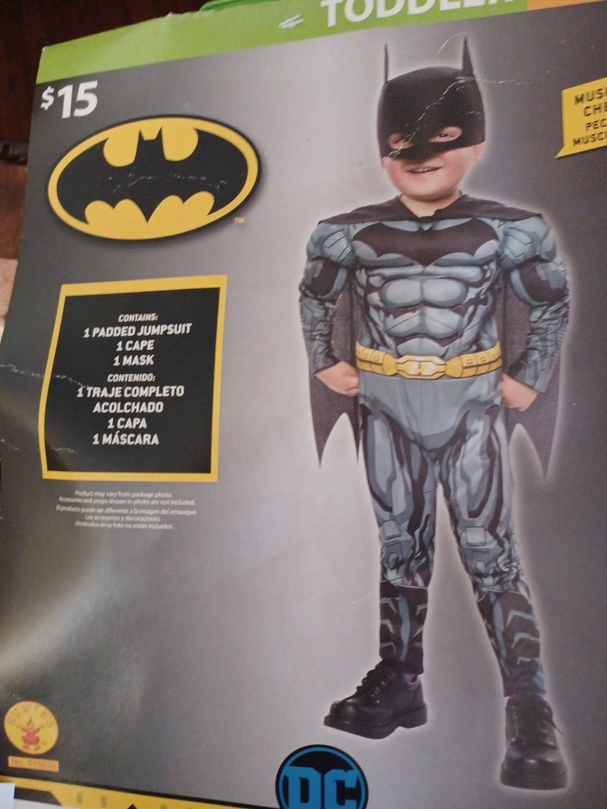 Halloween Costume Dress up, Boy 2T Batman, Muscle chest DC