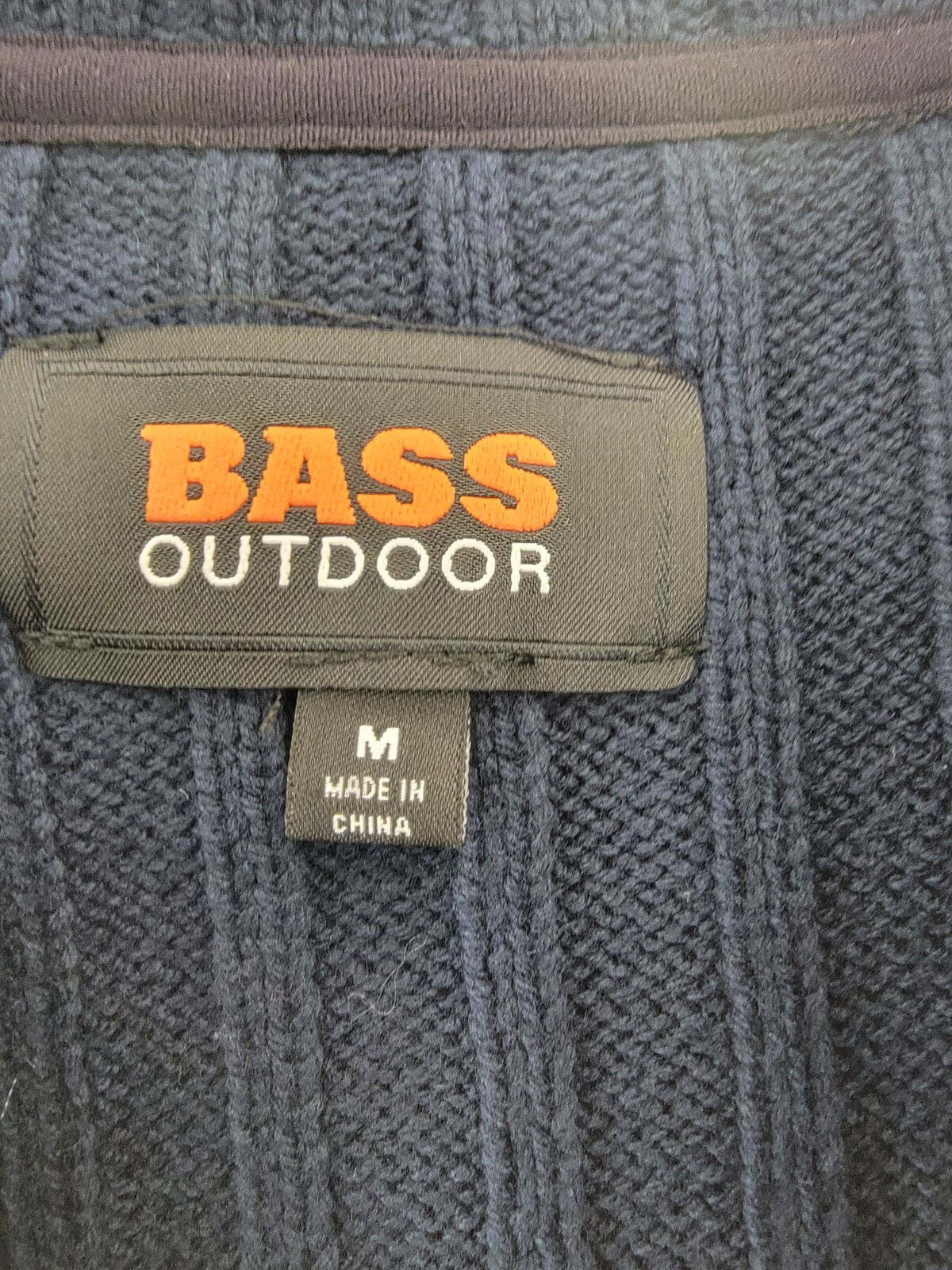 BASS OUTDOOR Mixed Media Zip-Front Hooded Sweater Jacket Men's M Navy Blaze L/S - Picture 10 of 17
