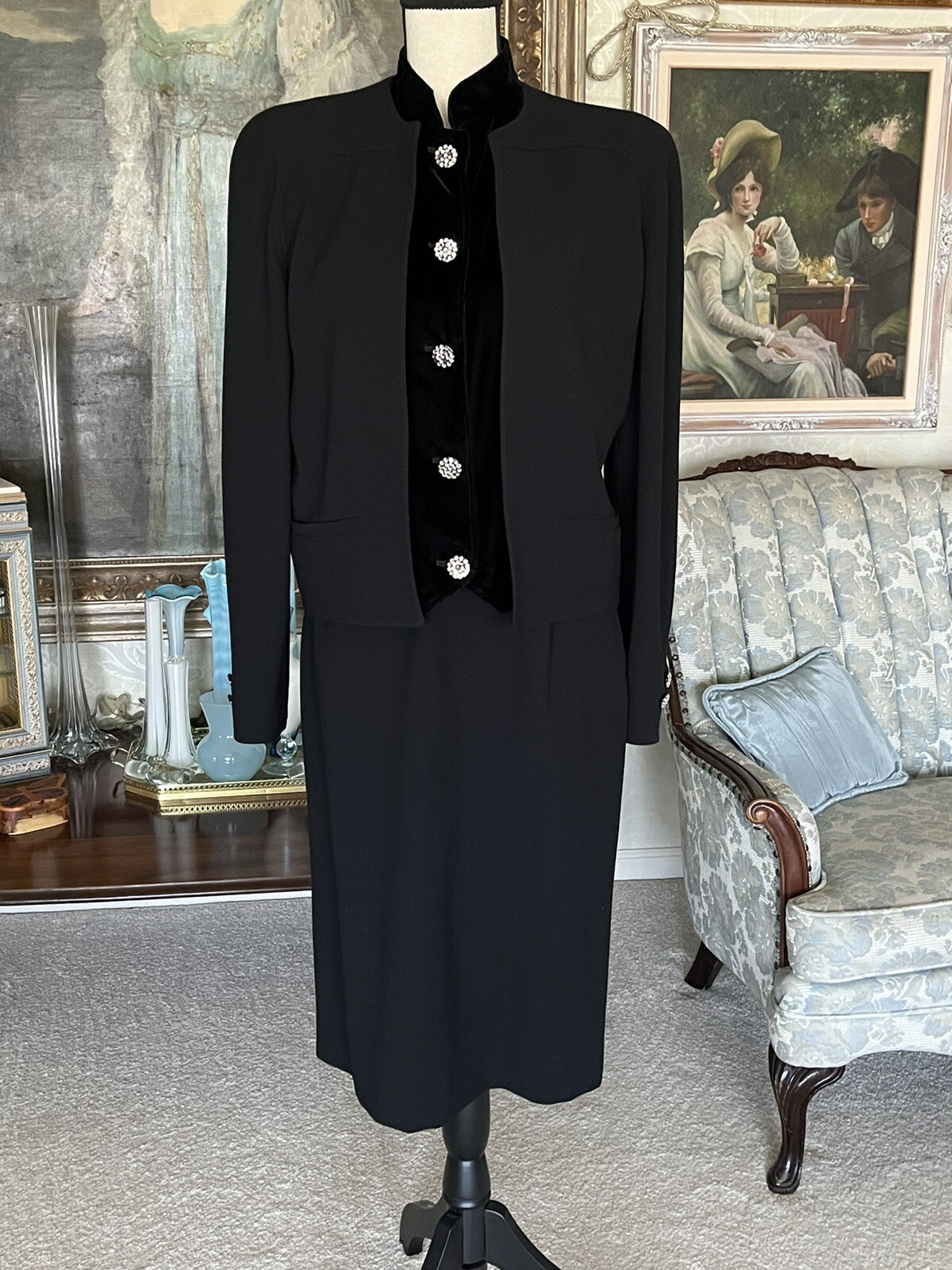 Valentino Miss V Vintage 2 pc Black with Velvet Elegant