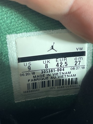 Air Jordan Retro 8 Tinker Air Raid Size 9 Mens 2018 Green Black 305381-004.