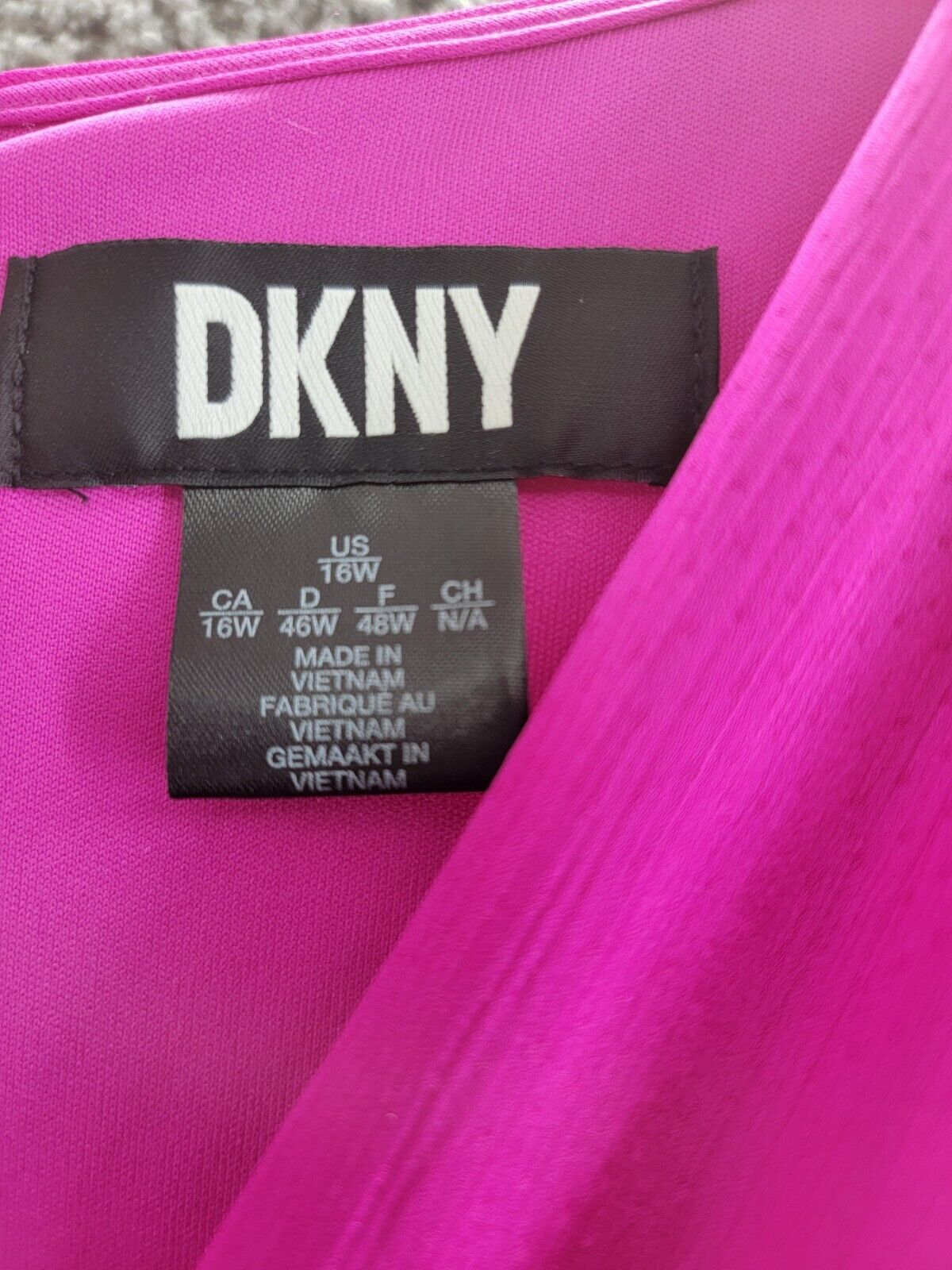 DKNY Plus Size Satin Ruffle-Sleeve High-Low Wrap Dress Women's 16W Power Pink - Picture 9 of 16