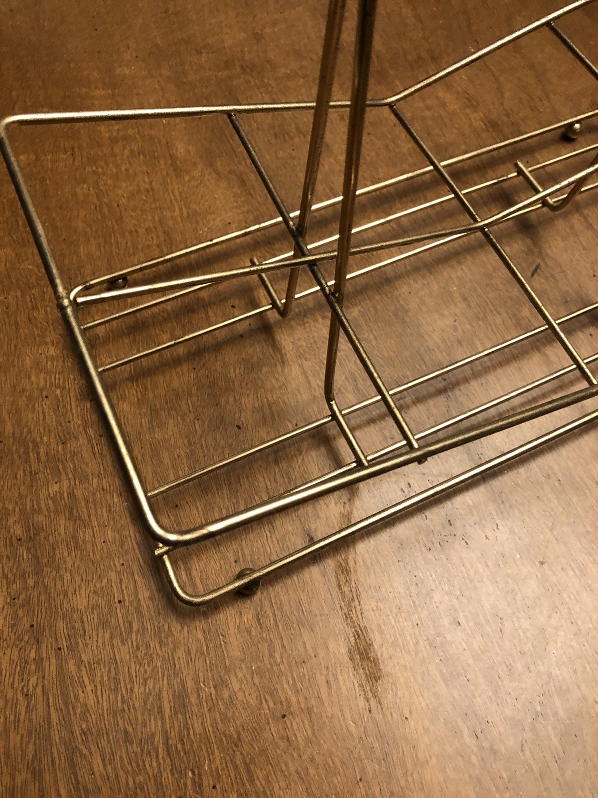 Vintage Wire Caddy Drinking Glass Carrier Mid Barware Holder Wood Handle