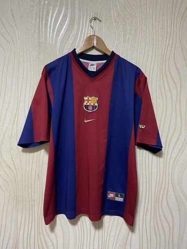 Nike FC Barcelona Lサイズ 1999 100thオリジナル BARCELONA 1998 1999 HOME FOOTBAL SHIRT SOCCER JERSEY NIKE sz