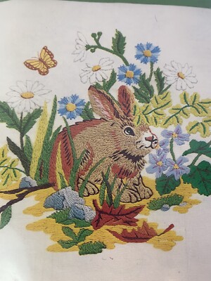 Vogart Craft Crewel Embroidery Kit Bunny Flower Spring Complete Needlepoint 