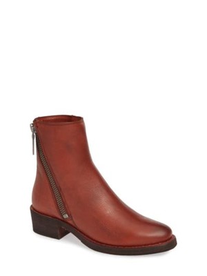 

Женские туфли FRYE Red Clay Brown Demi с миндалевидным носком на блочном каблуке с застежкой-молнией и кожаной обувью Moto 7,5 м, Коричневый, 70233