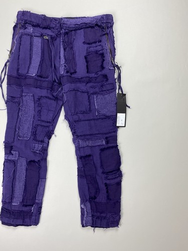 Pre-owned Haider Ackermann Ladies Patchwork Cropped Pants Trousers Size 38 / M In Purple