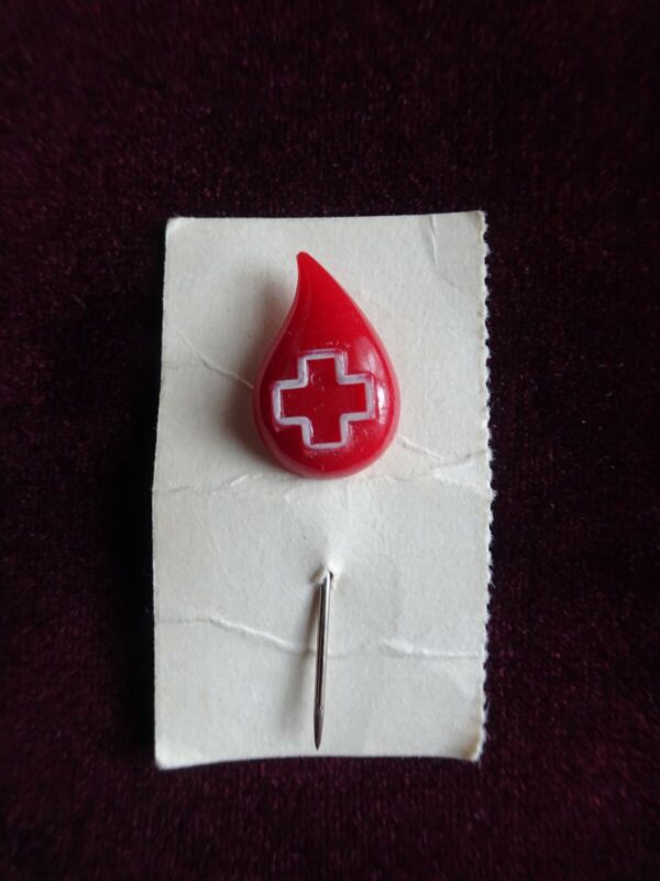 Vintage American Red Cross Blood Drop Donor Lapel Pinback Pin, Mint on Card