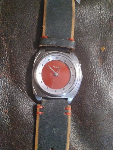 FOSSIL big tic 赤 JR-8761　レザーベルト Fossil FOSSIL BIG TIC(JR-8761)RED FRAME WATCH🔴 | Grailed
