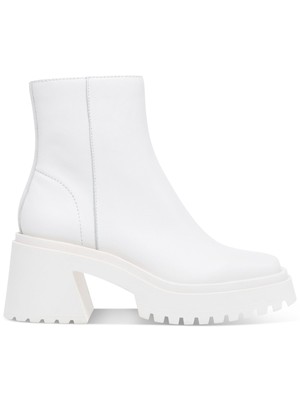 

STEVE MADDEN Женские белые кожаные ботильоны на платформе 1-1/2 дюйма Fella на блочном каблуке 9,5 м, Белый, FELL03S1