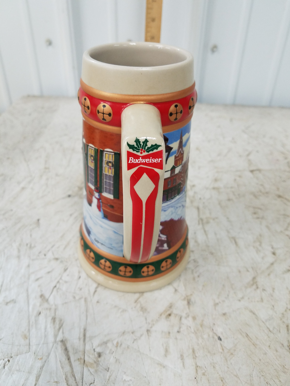 Budweiser Anheiuser Busch 1993 Clydesdale Hometown Holiday Beer Stein