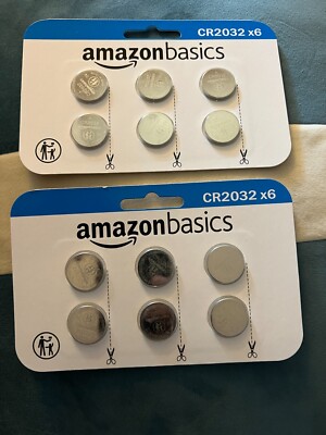 2X Amazon Basics 6 Pack CR2032 3 Volt Lithium Coin Cell Batteries Dated 11/2030