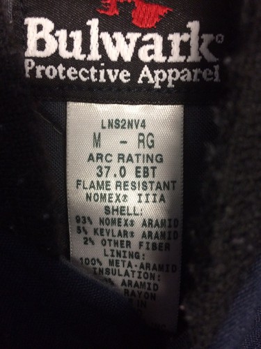 BULWARK FR FLAME/FIRE RESISTANT NAVY BLUE VEST JACKET LINER SIZE MEDIUM REGULAR