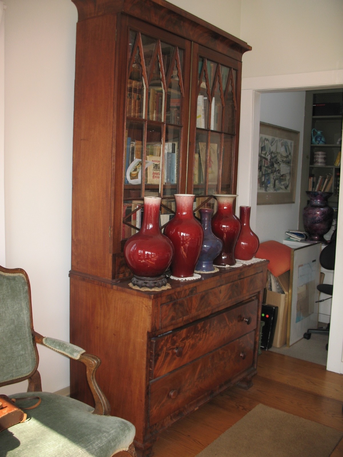 Mahogany 19th Century Federal Secretary/Display Case with original interior