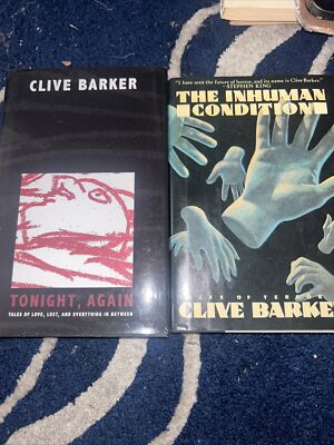 2 Hardcover 1st Editions By Clive Barker. The Inhuman Co￼ndition & Tonight Again