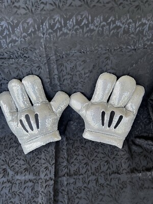 Disney Mickey Mouse Silver Sequin Gloves Sparkly Photo Prop Mickey Gloves Hands