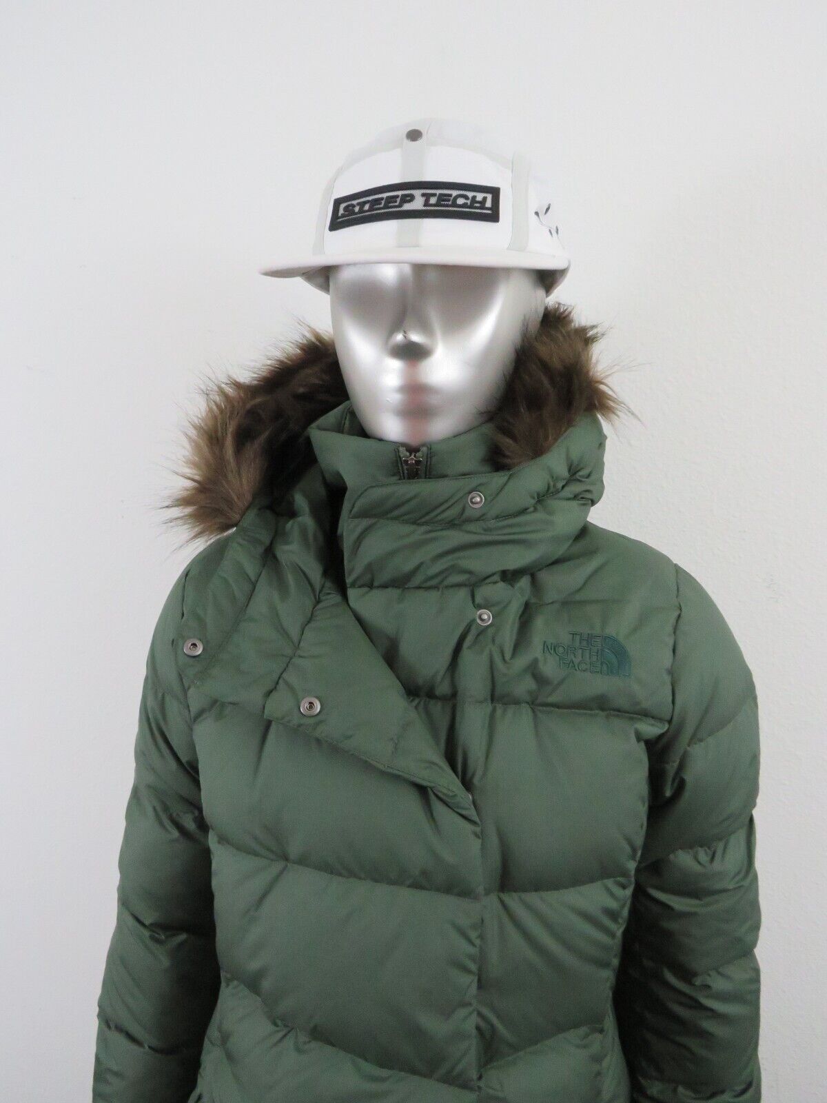 Pre-owned The North Face Womens  Dealio Insulated 550-down Winter Parka Jacket - Thyme In Green