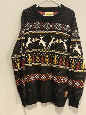 Tipsy Elves Men s XXL Ugly Christmas Sweater Reindeer Drinking Beer Pullover