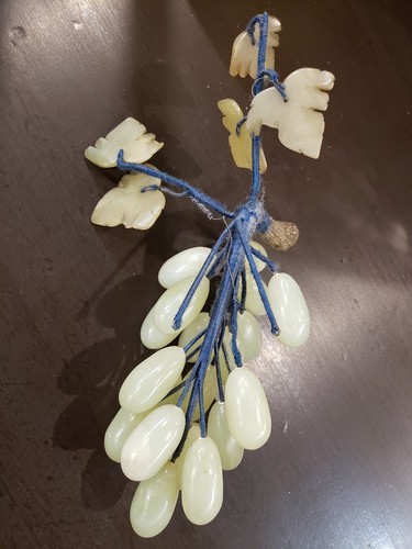Vintage ITALY Alabaster Marble Pale Green Stone Grapes Cluster