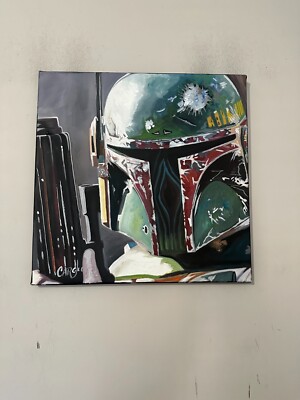 Boba Fett Bounty Hunter Star Wars 18'' x 18'' Pop Art Painting Chris Cargill