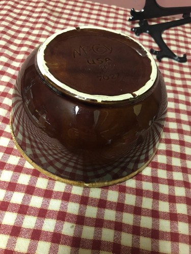 Vintage McCoy Pottery 7 1/2 Inch Brown Drip Mixing Bowl USA  #7027