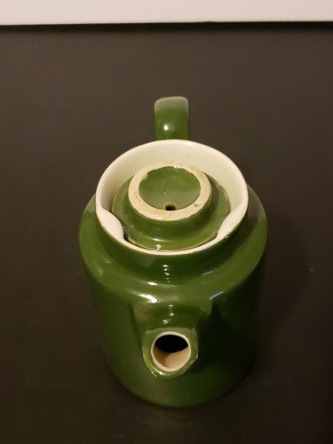 VINTAGE PERSONAL Size Green Teapot HALL Pottery Ceramic With Cover EUC