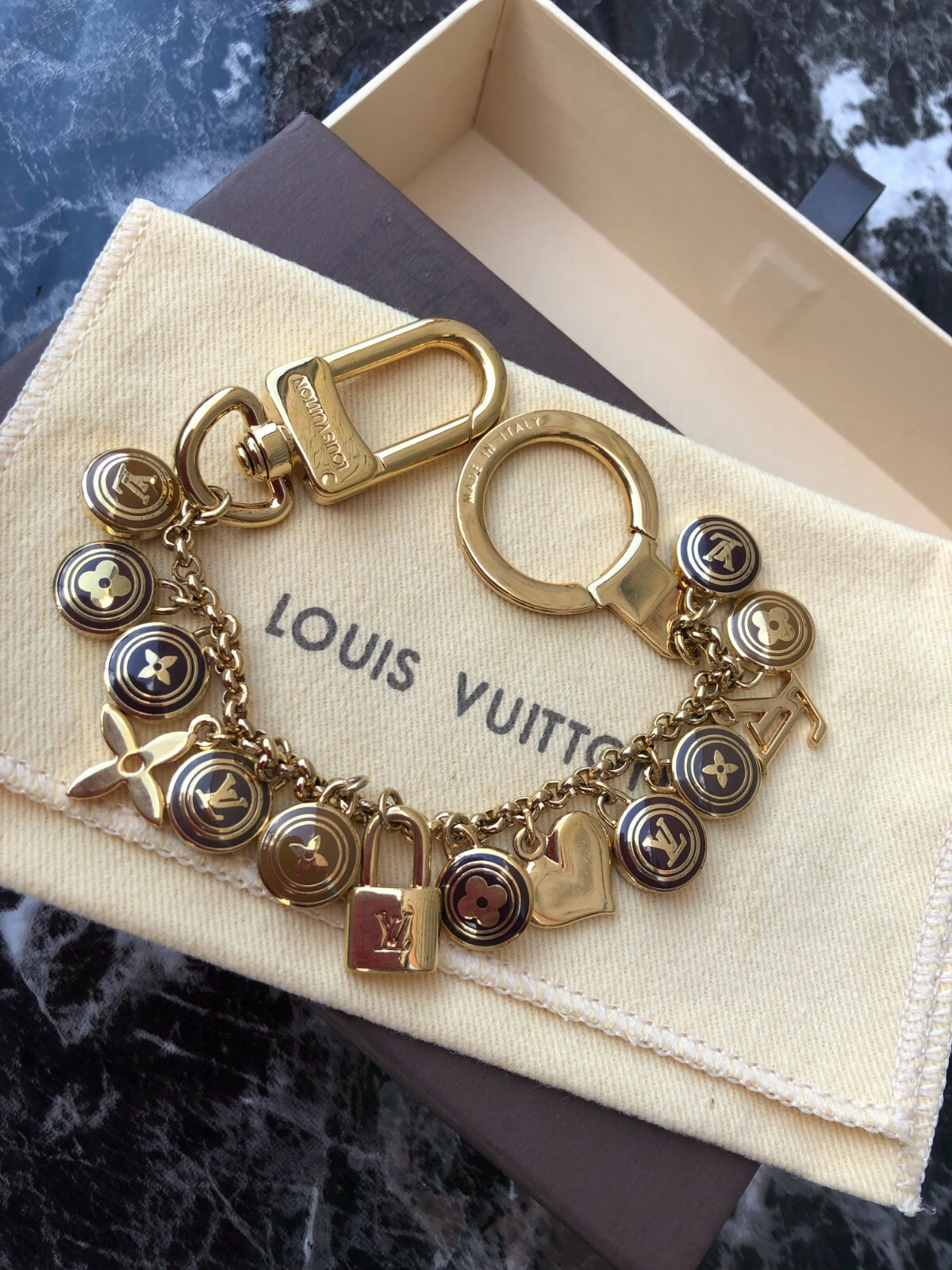 LOUIS VUITTON Bag charm Key chain holder ring AUTH Porto cle LOUIS VUITTON Bag charm Key chain holder ring AUTH Porto cle