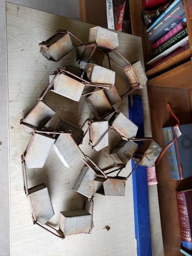 VINTAGE String Of 21  Metal Cistern Water Pump Cups Flower Pots FARMHOUSE DECOR