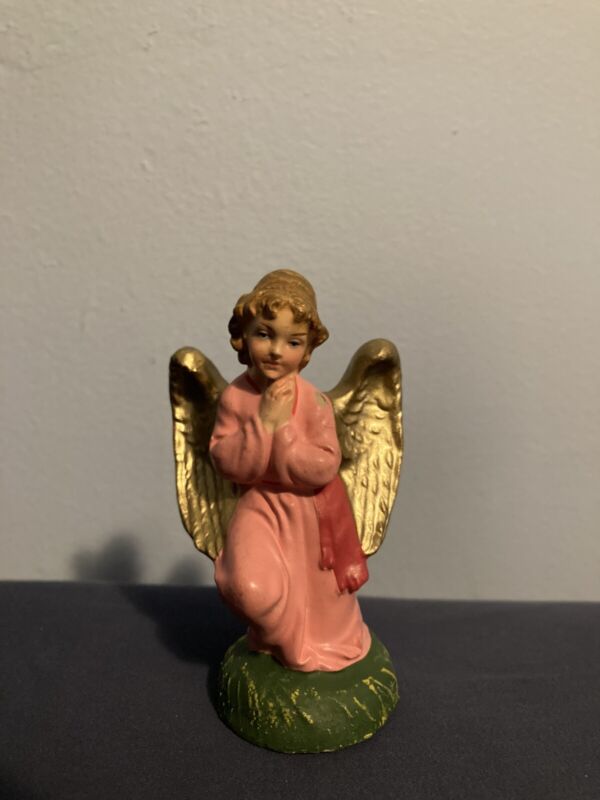 VTG NATIVITY FIGURE Angel Woolworths No Tag ITALY Hand Painted Paper Mache Base