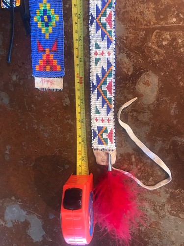 Indian Beaded Loom Pieces Choker Let’er Buck Hatband Lot