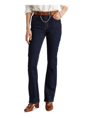 

RALPH LAUREN Женские темно-синие прямые джинсы с карманами на молнии Petites, Navy, 201822886001