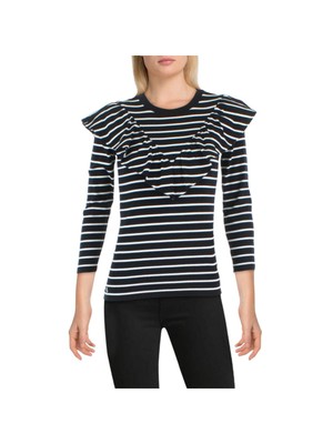 

Черный женский топ с длинными рукавами и вышитым логотипом RALPH LAUREN