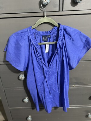 Gap Blouse In Royal Blue Color Sz M 100% Cotton NEW