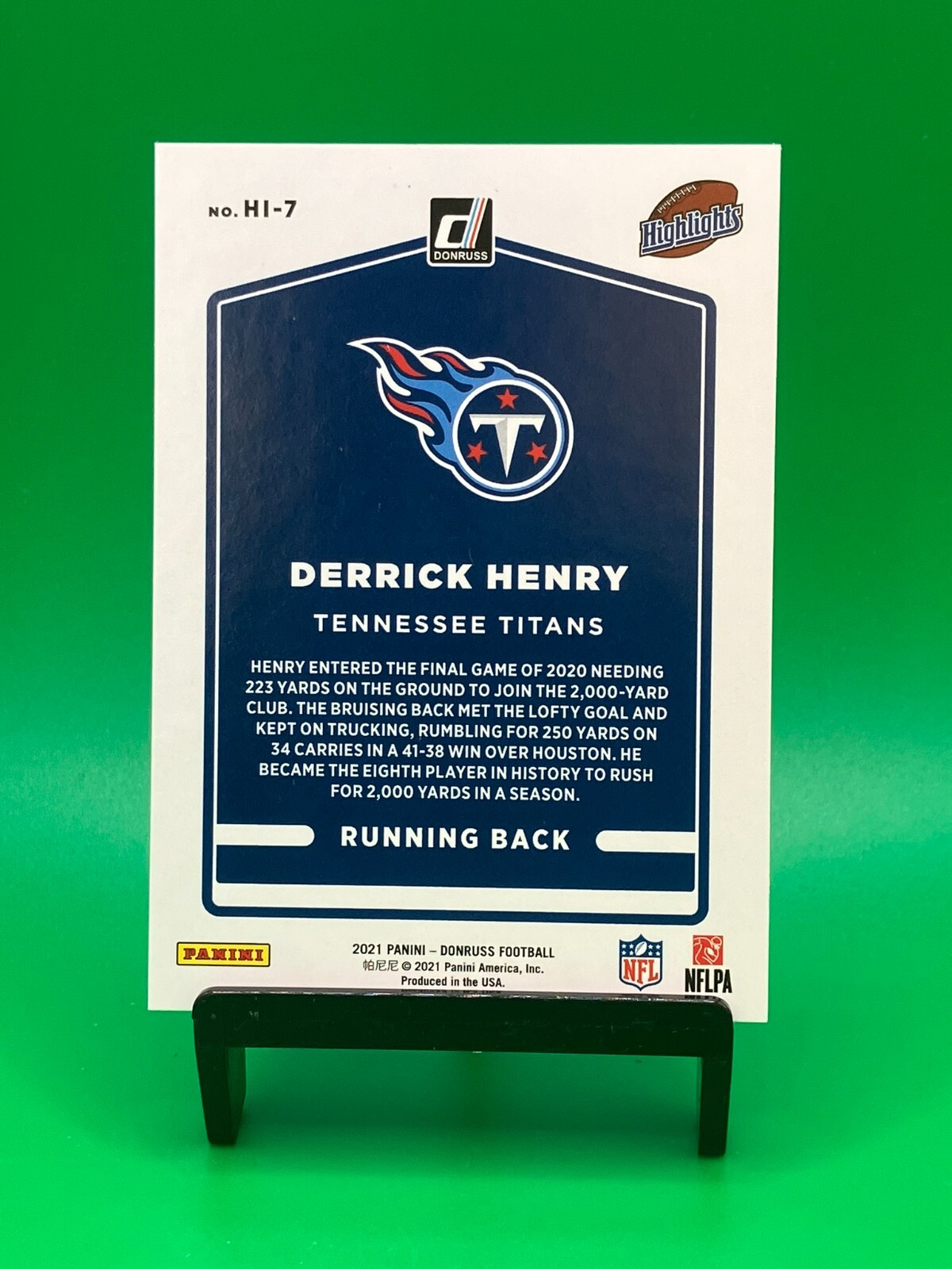 2021 Panini Donruss Highlights Derrick Henry No.HI-7 Titans Football Card