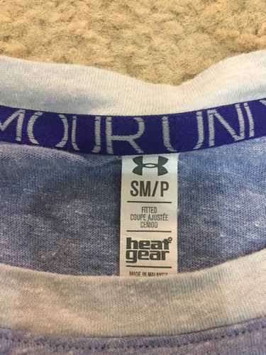 Under Armour Heatgear Fitted Charged Cotton Womens Small 3/4 Sleeve Shirt Blue