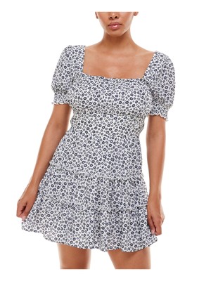 

TRIXXI Женское голубое платье с пышными рукавами и квадратным вырезом Mini Fit + Flare Dress Juniors, Синий