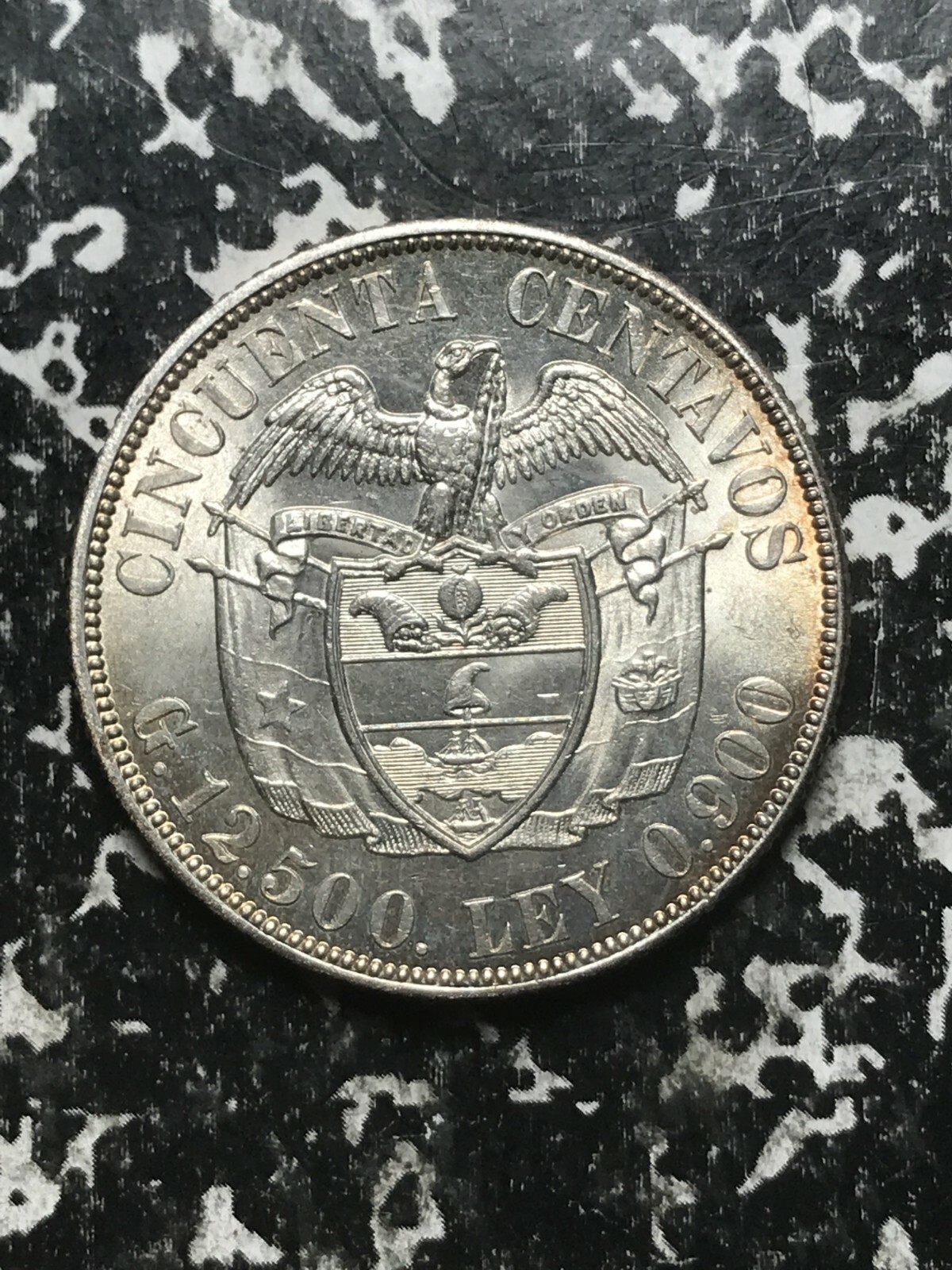 1934 Colombia 50 Centavos Lot#L2038 Silver! High Grade! Beautiful!