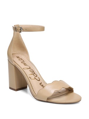 

SAM EDELMAN Женские бежевые кожаные босоножки на каблуке Odila с круглым носком, размер 11 м, Бежевый, F6791L2