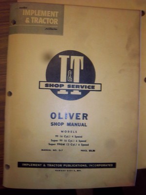 OLIVER SUPER 99~99GM~99GMTC~950~990~995~TRACTOR SHOP SERVICE~repair MANUAL~LOT