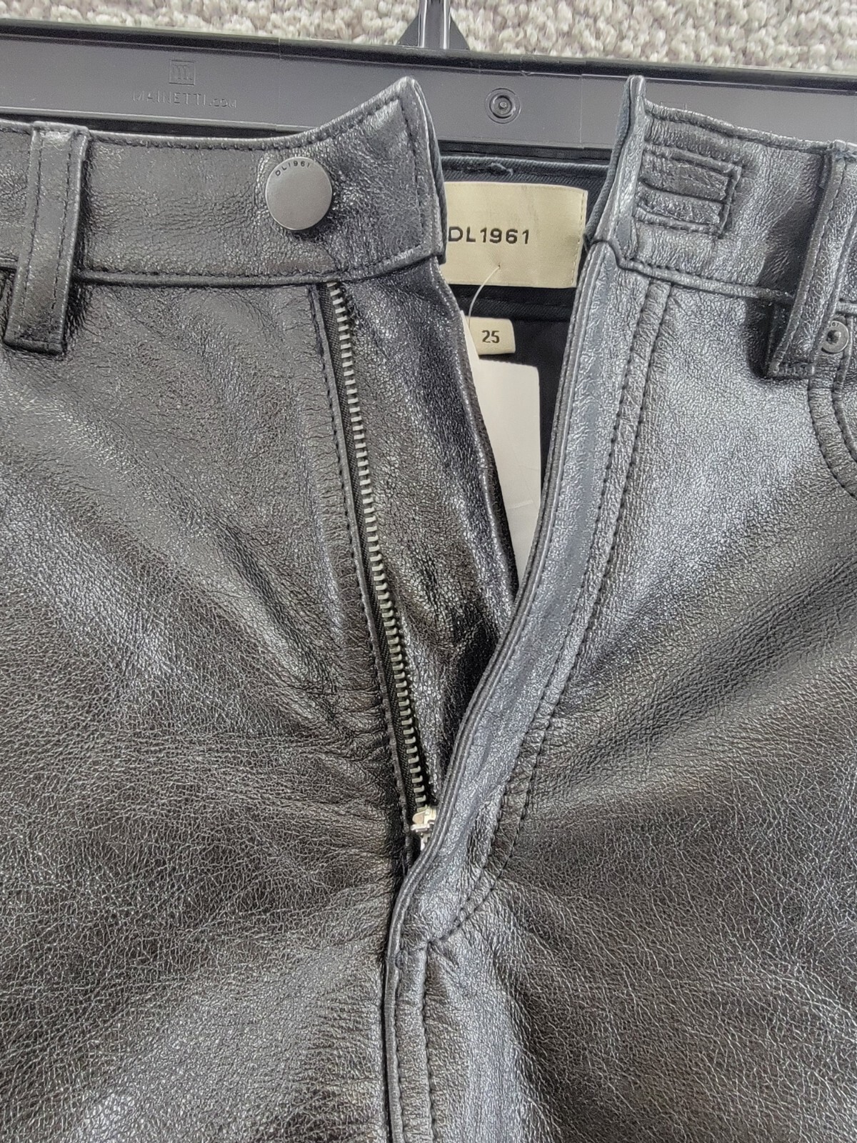 DL1961 Alma A-Line Leather Mini Skirt Women's 25 Black Patent 5 Pockets Design~ - Picture 8 of 16