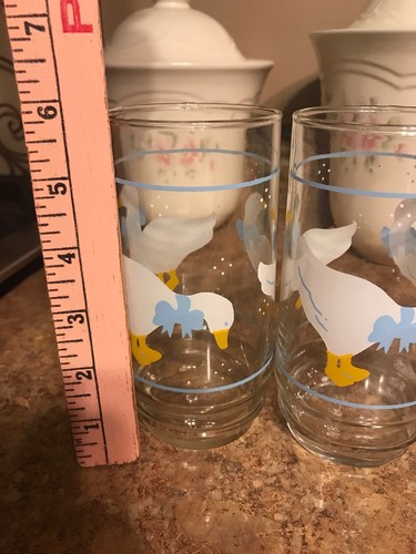 6 Rare BRICK OVEN AUNT RHODY OLD FASHIONED GLASS GLASSES Drinking GOOSE DUCK